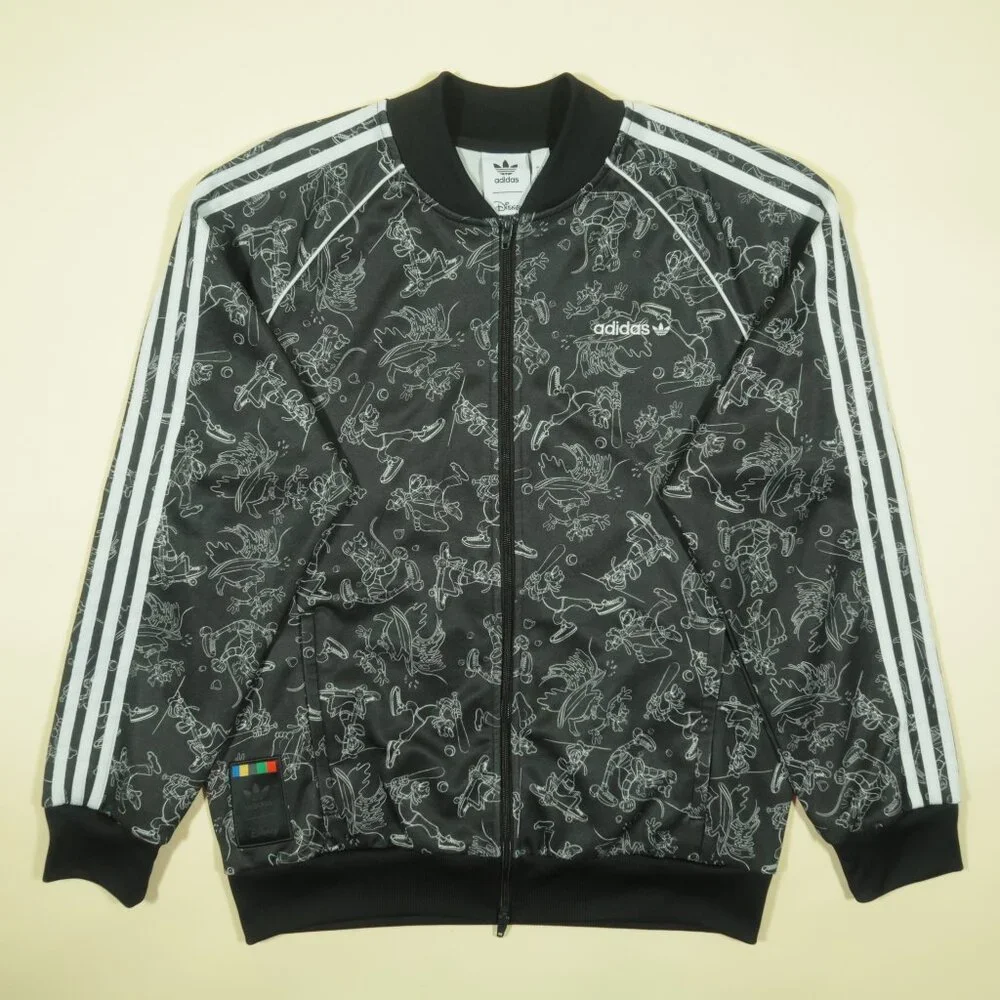 Adidas Disney Goofy Sst Jacket Mens L Black Long Sleeve New - Picture 2 of 10